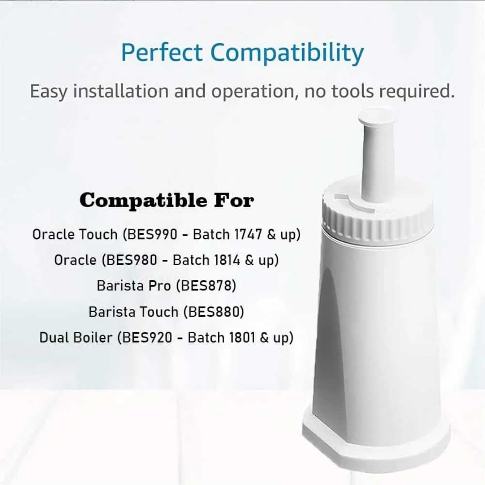 Replacement Water Filter for Espresso Machines Barista Touch Bes880 Barista BES878 Oracle BES980 BES920 Bambino ClaroSwiss Sage