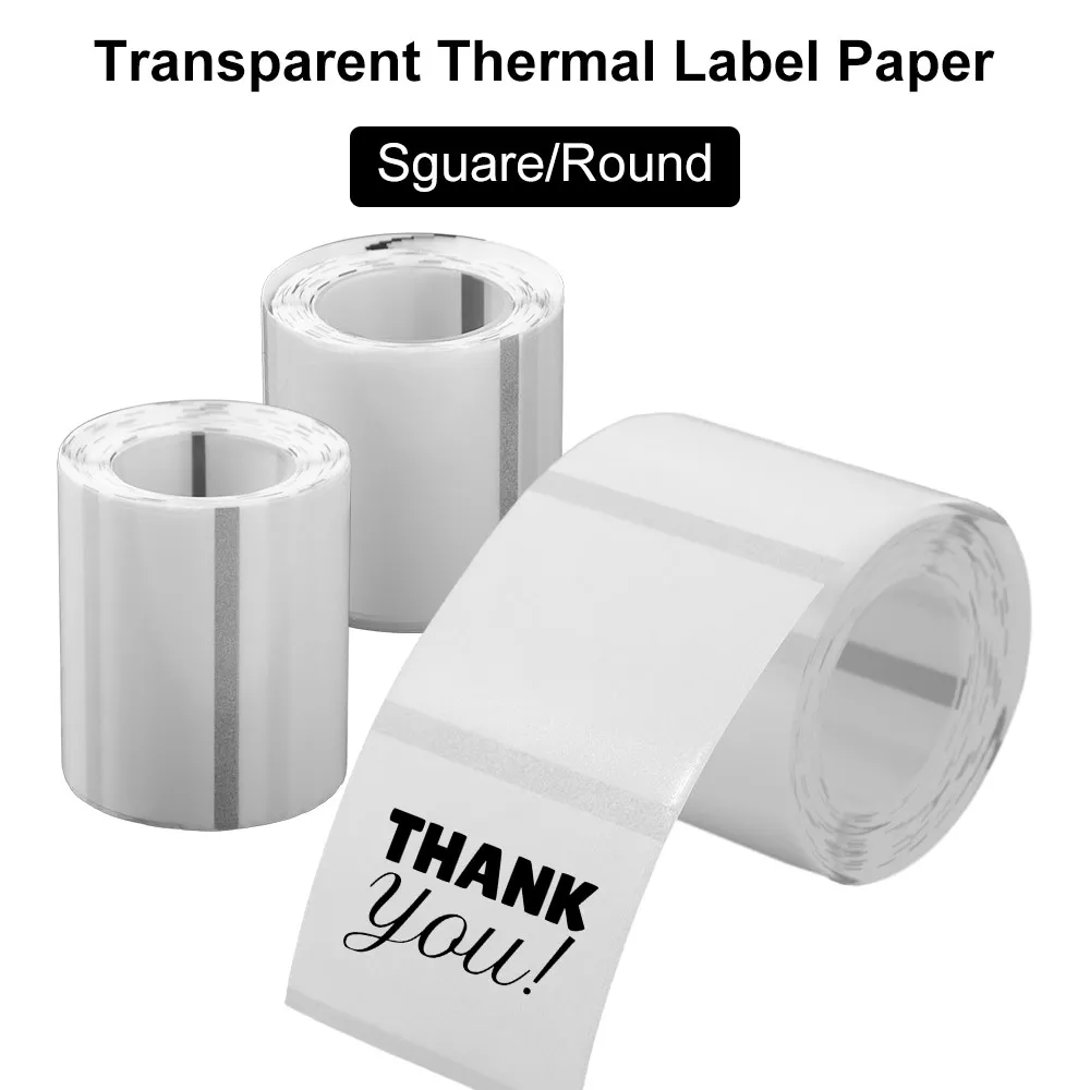 

230Pcs Transparent Blank Label Sticker DIY Square/Round Self-Adhesive Label Anti-Scratch Anti-Oil Thermal Printing Paper