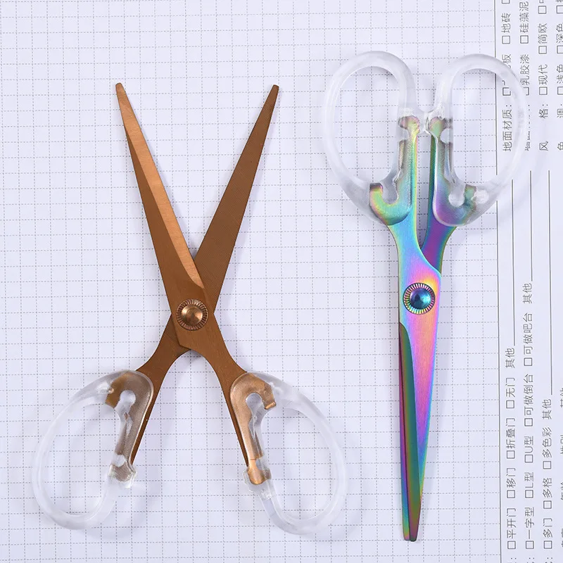 Acrylic Scissors Transparent Handle Gold Silver Colored Sharp Stainless Steel Kitchen,Office Stationery,Paper Cut Pruning Sewing