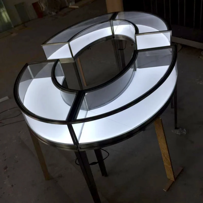 Custom Luxury Glass Jewelry Watch Display Cabinet, Shop Display, showcase com luz LED