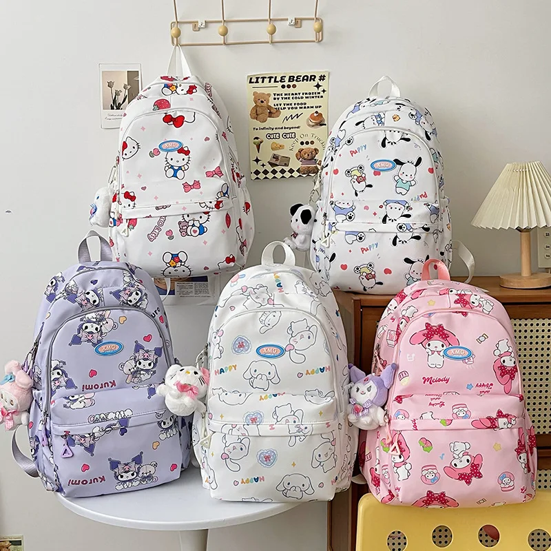 Sanrio Cinnamoroll Hello Kitty My Melody Print Anime Backpack Preppy College School Daypack Travel Commute Knapsack Laptop Bag