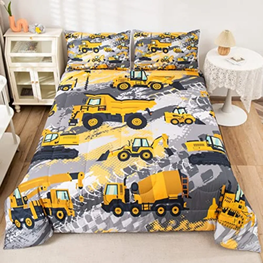 

Construction Comforter Set Size Bedding Sets for Boys Cartoon Excavator Tractor Comforter Set Construction Machinery Truck Duve