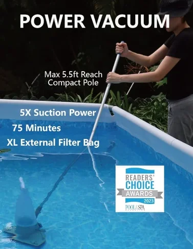 2024 Rechargeable Heavy Duty Pool Leaf Vacuum, 62GPM Powerful Suction, Standard and Fine