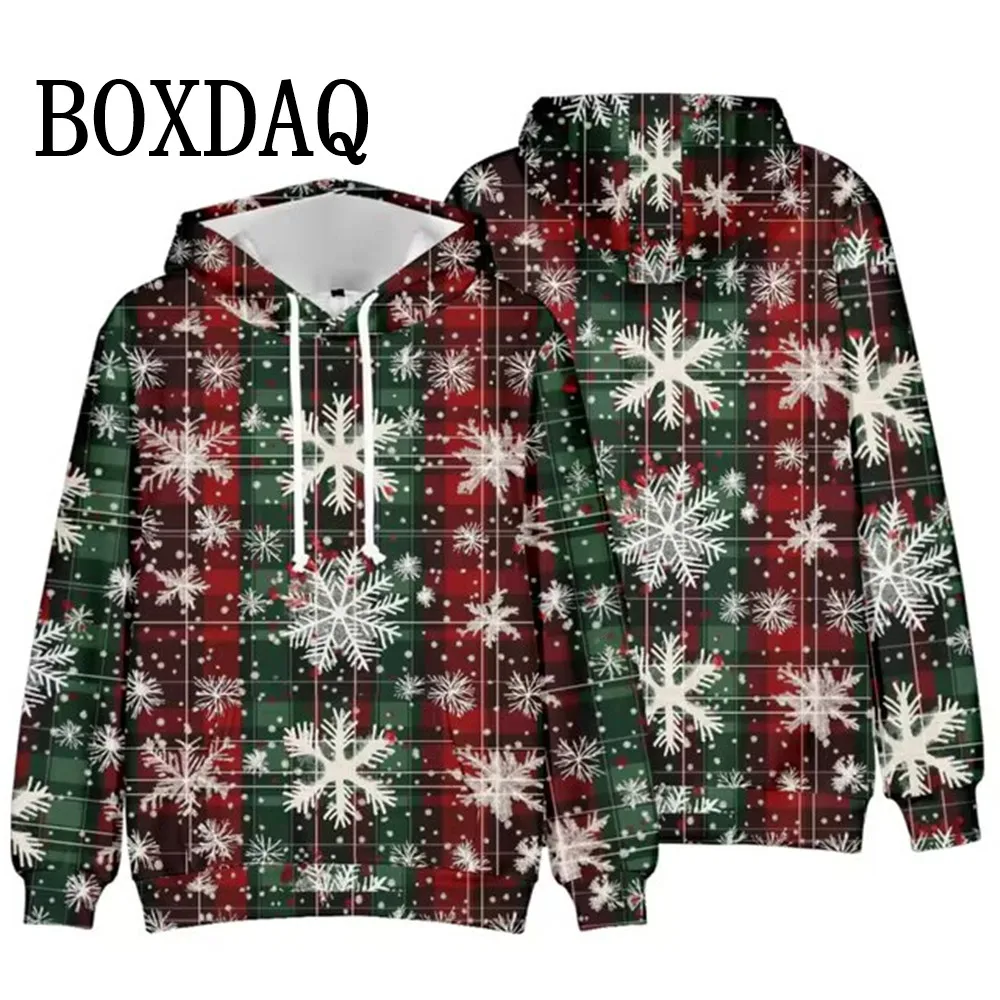 Red Christmas Women\'s Hoodie Fashions Christmas Party Top Striped Printed Autumn/Winter Hooded Sweatshirt 2024 Trend Hot Selling