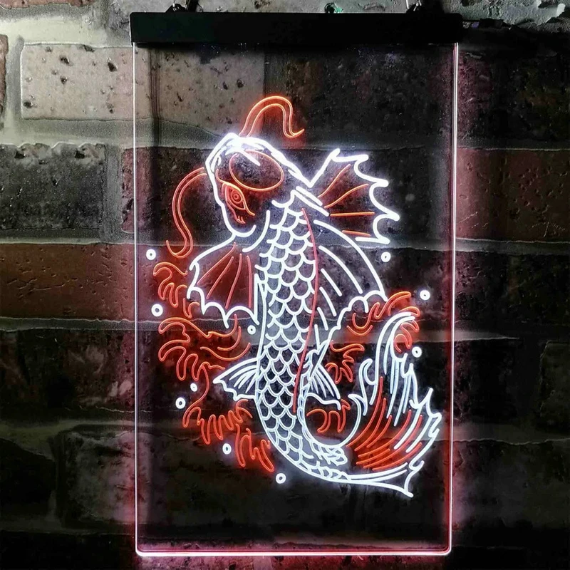 

Custom Neon Sign Japanese Koi Fish Dual Color LED Neon Light Home Room Wall Art Lucky Symbol Gifts Koi Fish Japanese Art Tattoo