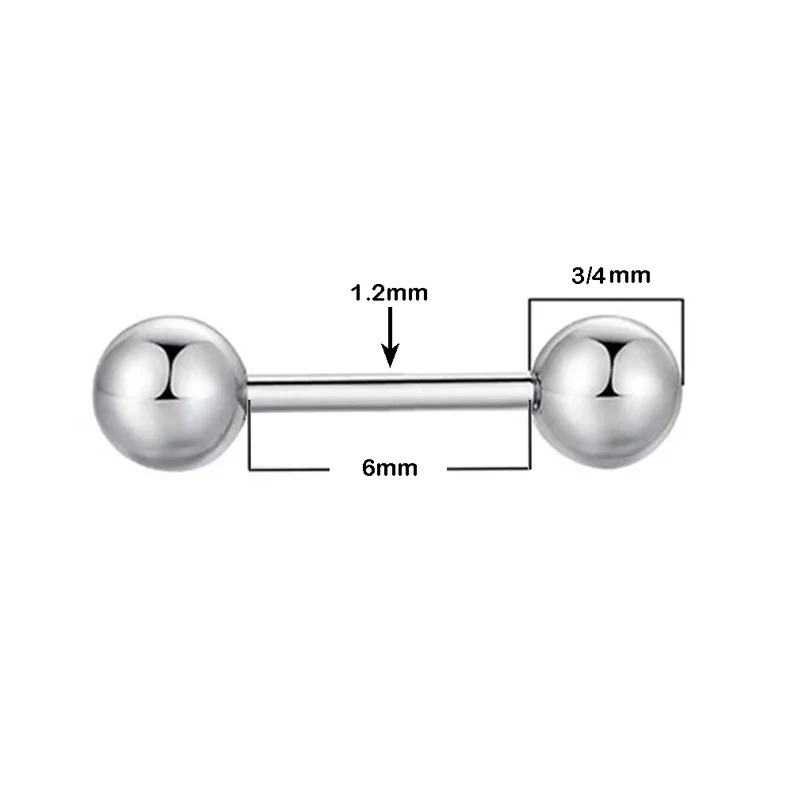 1Pair Stainless Steel Stud Earring Small Ball Screw-back Ear Studs Small Earrings Ear Bone Nail Lip Piercing Body Jewelry