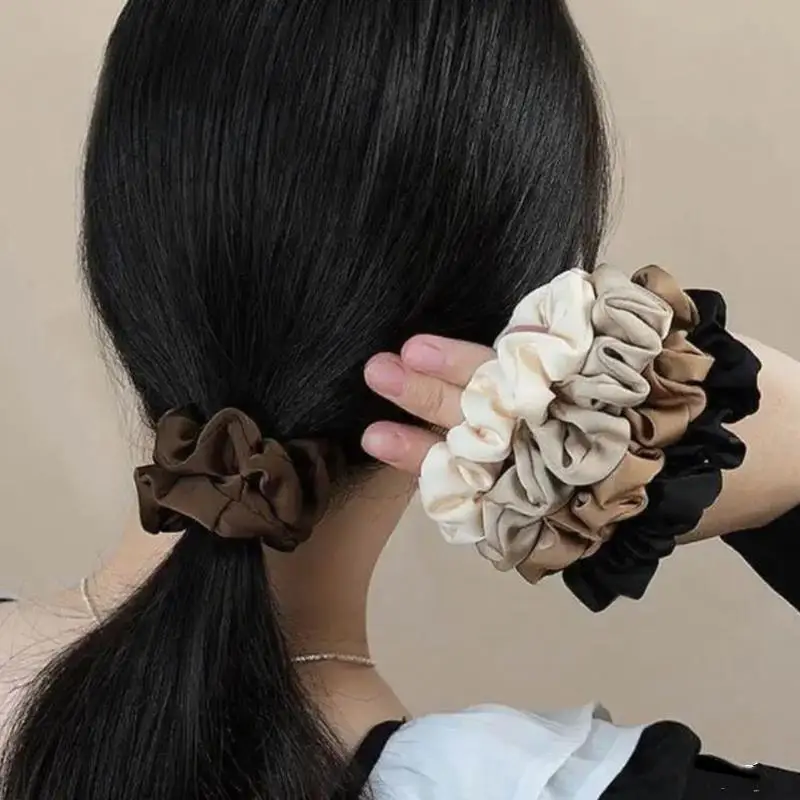 

6Pcs Elegant Ponytail Holder Rubber Band Elastic Hairband Silk Satin Scrunchies Women Solid Color Hair Accessories Hair Rope