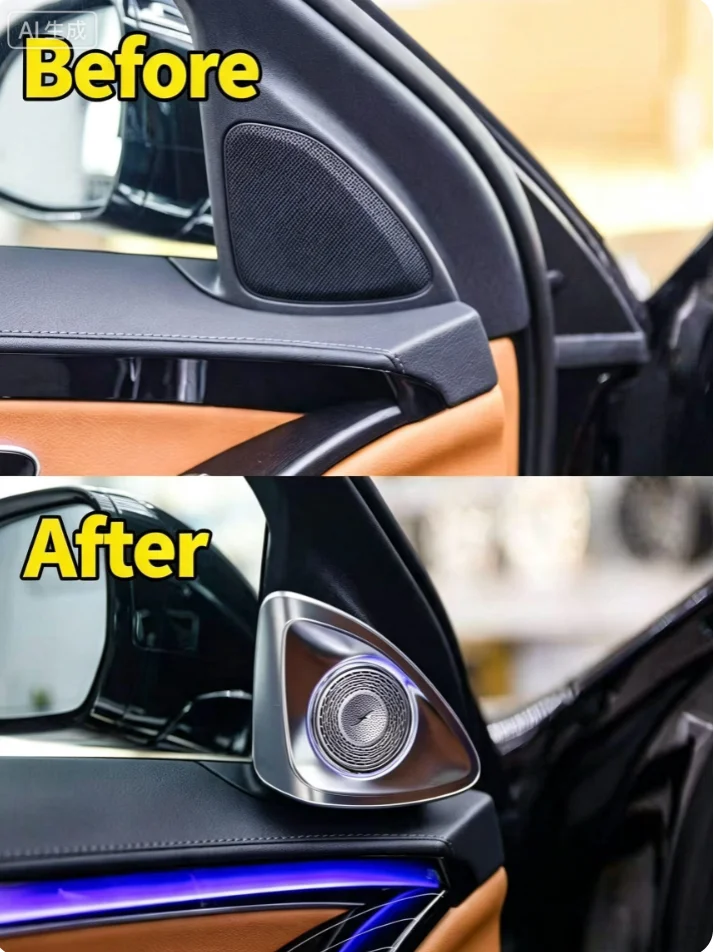 4D Automatic Pop Up Rotating Tweeter RGB LED Ambient Light For Mercedes Benz C E S GLC Class W205 W213 W222 X253 Car Luminous Sp