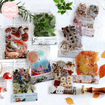 Mr.paper-花の形をしたキノコ型のステッカー,装飾的なステッカー,スクラップブッキングプランナー,文房具,40ピース/バッグ