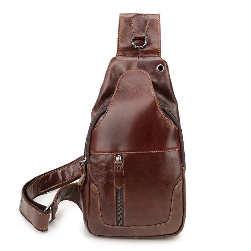 

Vintage 100% Genuine Leather Men Chest Bag Male Shoulder Bag Messenger Bag Casual Crossbody Bag Fashion Men's Handbag