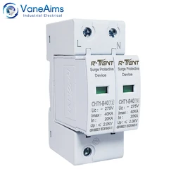 Solar PV AC Surge Protector 2P 275V 20KA 40KA SPD 35mm Din Rail Mounting Protective Low-voltage Arrester Device for House