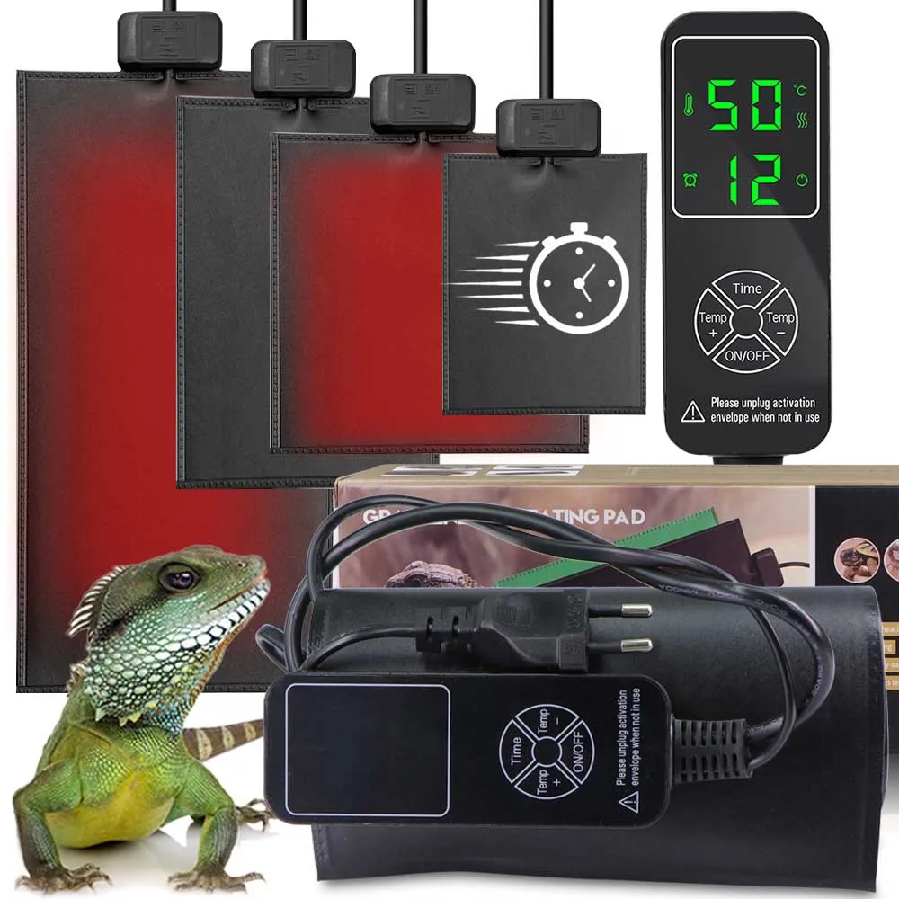 5-137W Upgraded Reptile Heat Mat Plants Heating Pad Timed Adjustable Temperature Controller for Greenhouse Garden Plant Seedling