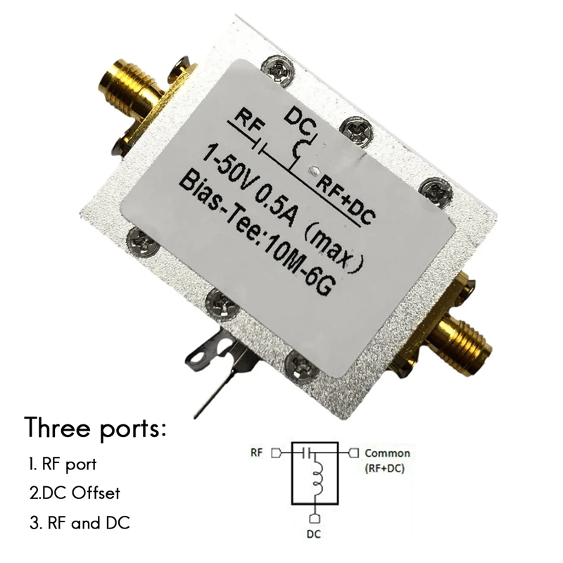 1 Piece RF Blocker Antenna Analyzer Radio Frequency Bias Coaxial Feed Bias Tee 10Mhz-6Ghz Broadband Microwave Coaxial Bias