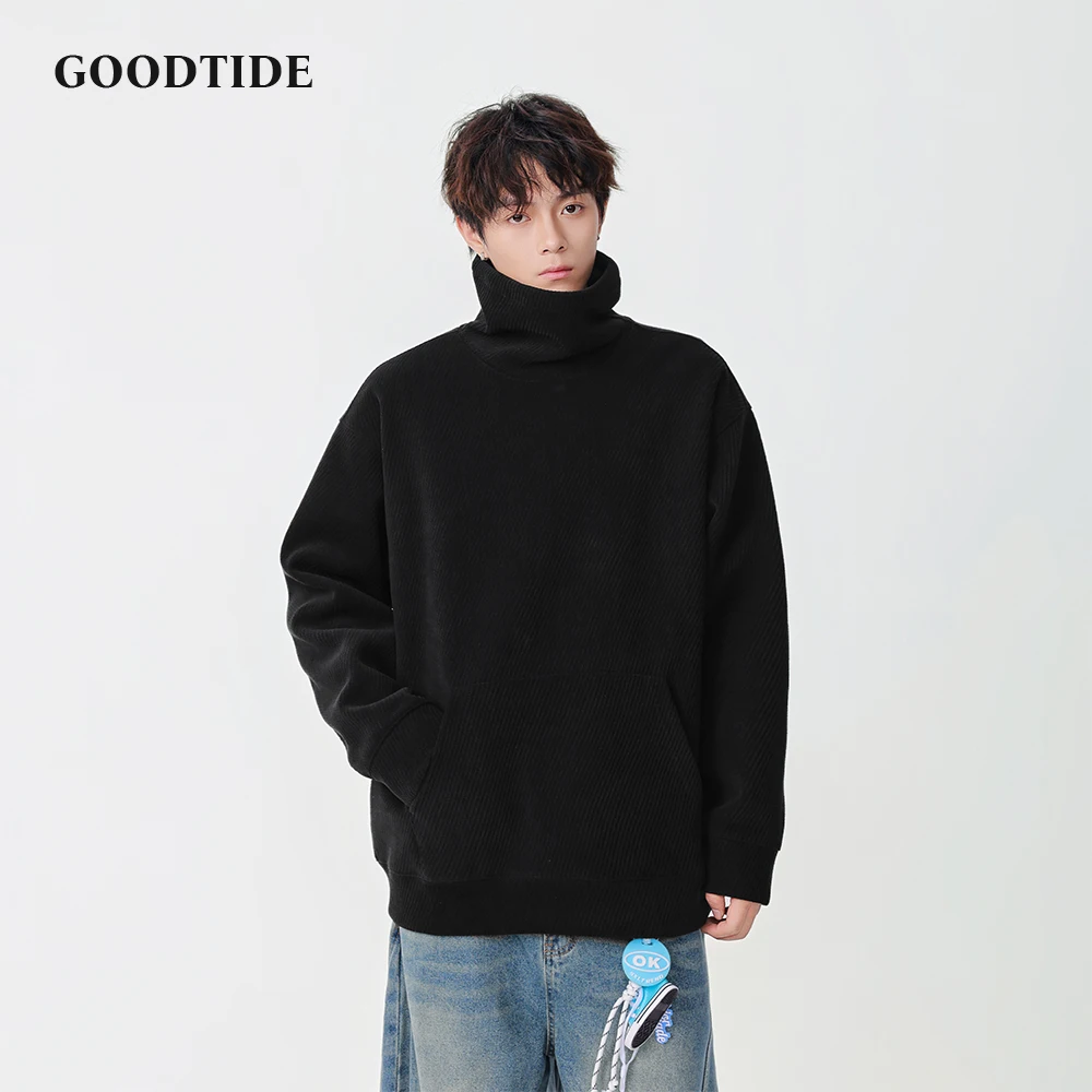 

Men's Casual Turtleneck Sweatshirt 2025 Winter New Front Pocket Loose Fit Design Comfortable Fashion Pullover Daily Wear Top