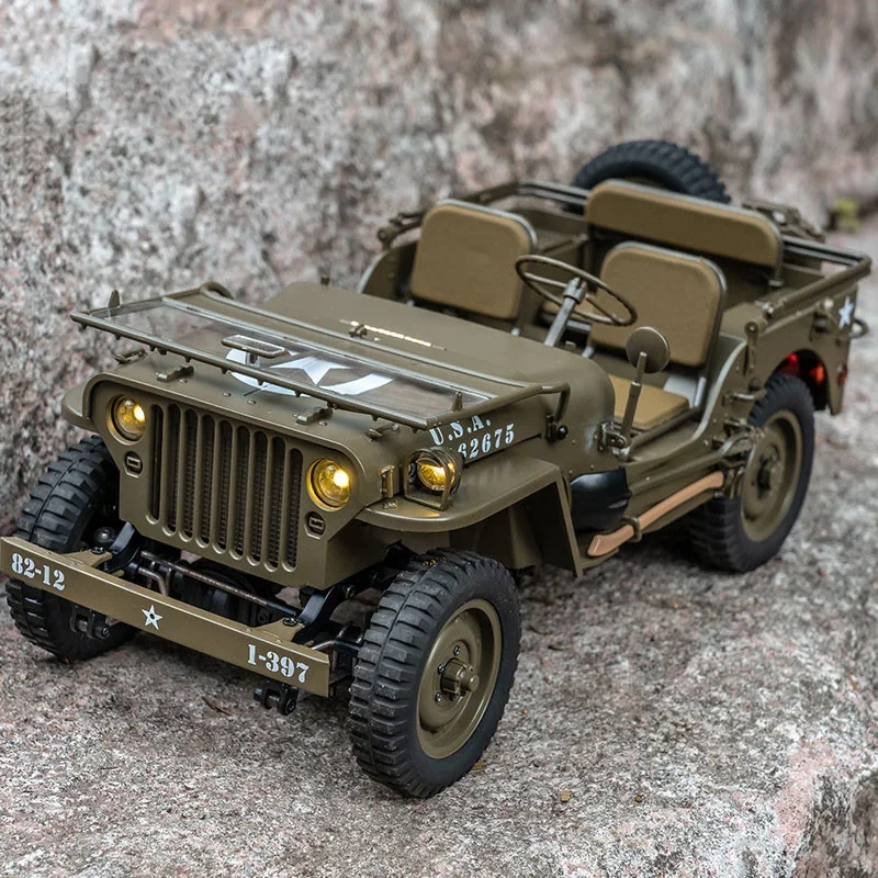 Fms 1:12 1941 Voor Willys Mb Scaler Willys Jeep 2.4g 4wd Rtr Crawler Klimmen Schaal Militaire Vrachtwagen Buggy Rc Model auto Volwassen Kinderen