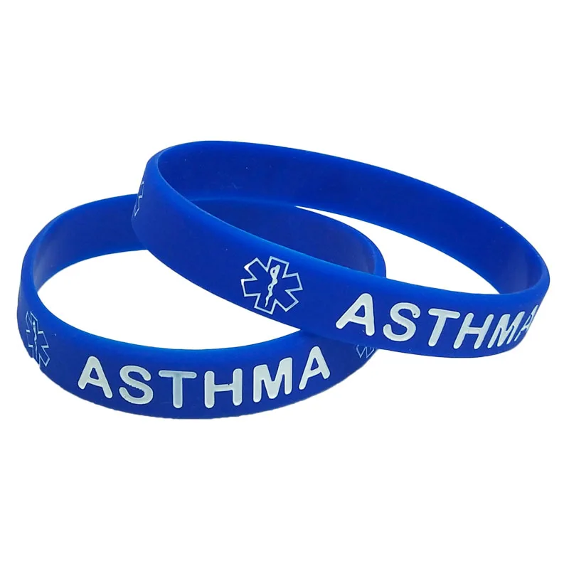 1pc ASTHMA medical alert awareness silicone wristband rubber band letter bracelet for women men custom bracelet gifts SH323