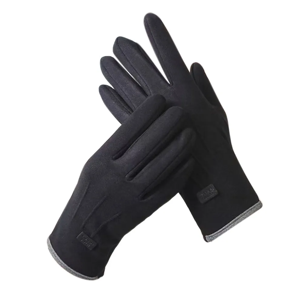 Vintage Windproof Touch Screen Gloves Thick Wear-resistant Cycling Gloves Full Finger Warm Mitts