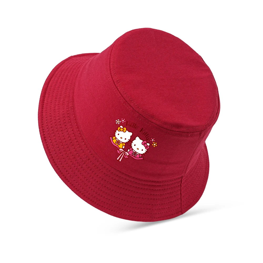 

Sanrio Hello Kitty Kids Bucket Hat Girls Cute Cartoon Cotton Sun Protection Summer Outdoor Travel Sunhat Breathable Pan Cap Gift