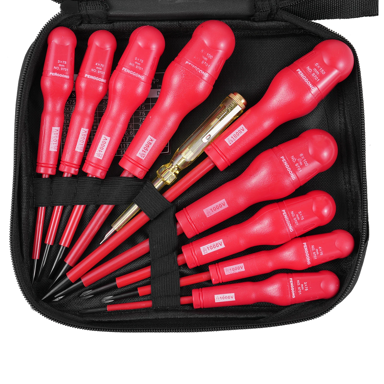 طقم مفك براغي معزول البطريق ، مفكات فيليبس مشقوق مع قلم رصاص اختبار ، 1000 فولت ، مناسب للكهربائي #6