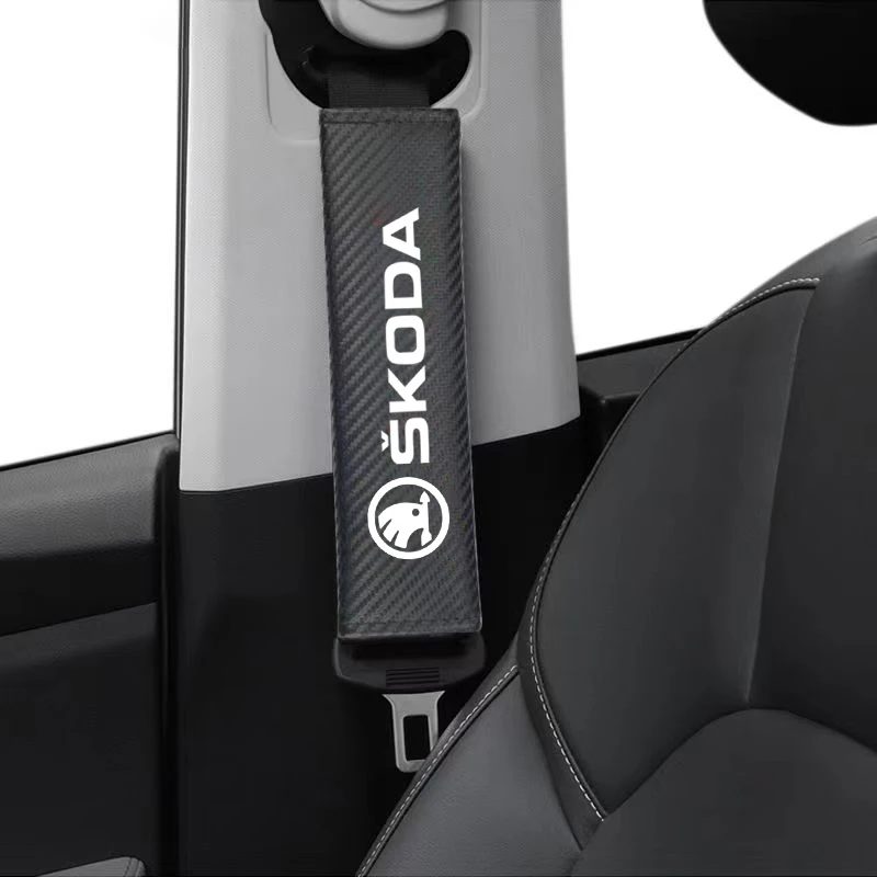 2pcs Car Seat Belt Pad Safety Strap Shoulder Cover Mat Accessories For Skoda Yeti Kamiq Kodiaq Karoq Octavia Fabia Rapid Vrs