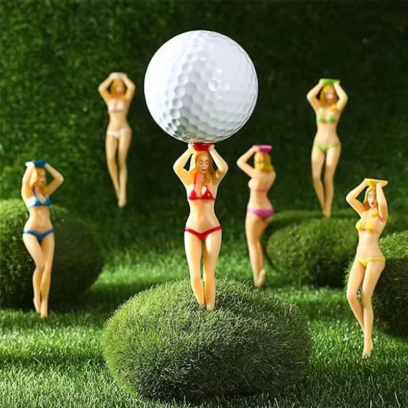 Funny Bikini Lady Golf Tees 6Pcs Plastic Golf Ball Seat Outdoor Sport Golf Decoration Accessories