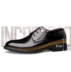 Men Height Increasing Shoes 6CM Man Elevator Shoe High Heel Men Lifted Shoes Heeled Dress Shoes