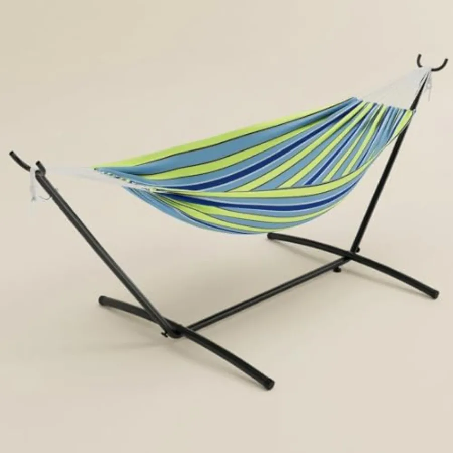 

Прочный двухместный гамак с металлической стойкой, черный, выдерживает нагрузку до 227 кг, быстроскладной, портативный, компактный дизайн