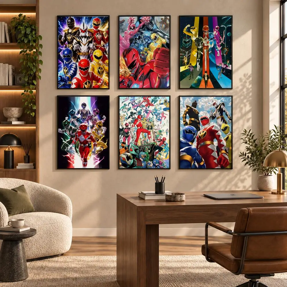 Power Rangers 90s Action Classic Poster Self-adhesive Art Waterproof Paper Sticker Coffee House Bar Room Wall Decor