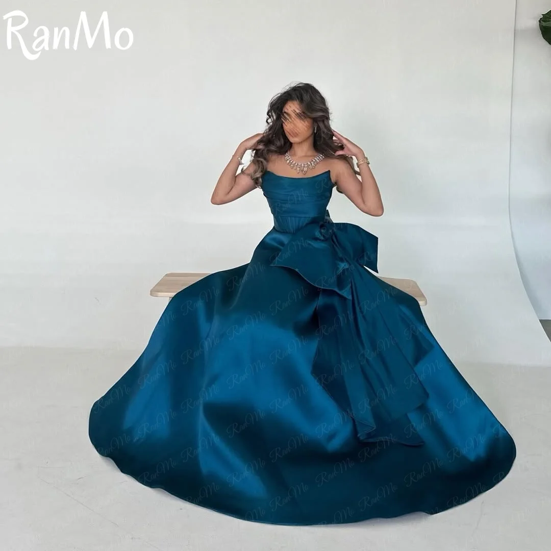 Ranmo 2025 المملكة العربية السعودية بدون حمالات على شكل حرف a فساتين لحضور الحفلات الموسيقية بفيونكة كبيرة 2024 مناسبة رسمية فساتين سهرة للنساء فساتين مخصصة