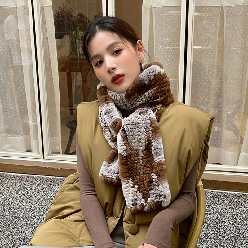 

Rex Rabbit Fur Long Scarf Winter Warm And Soft Fur Neckband For Women Thick Warm Winter Fashion Fur Scarf Lady Furry Fur Shawl