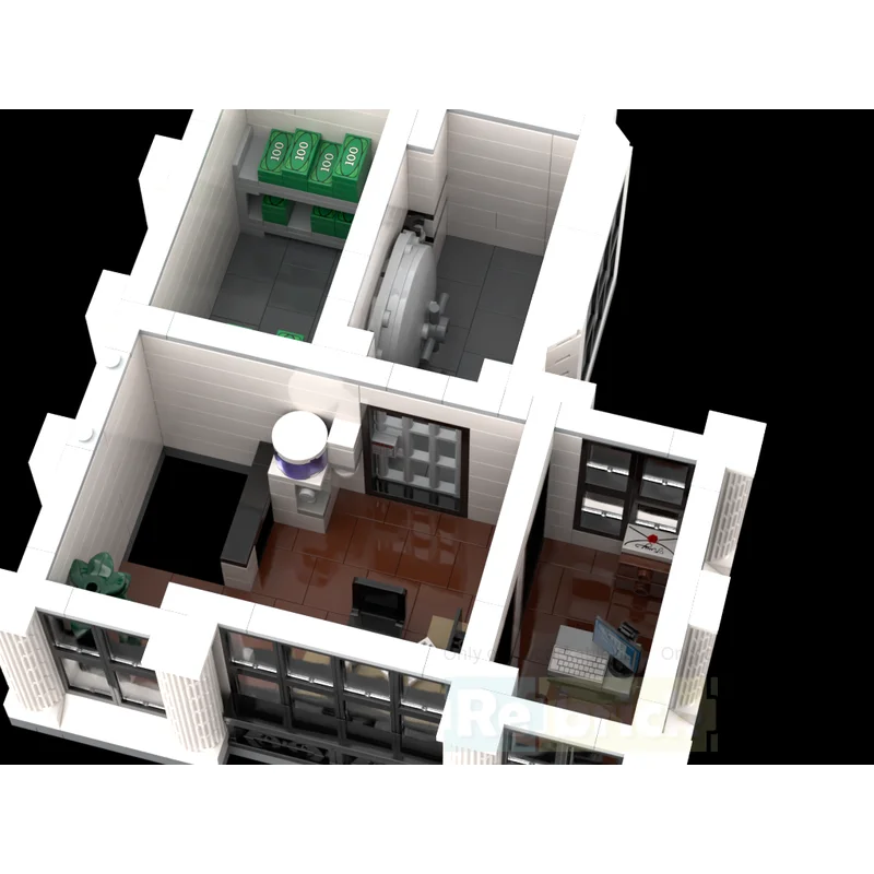 City Street View Moc Mattoni da costruzione Banca cittadina moderna ​ ​ ​ ​ ​ ​ ​ Modello Tecnologia Blocco modulare Giocattolo Assemblaggio fai-da-te Set natalizio Regali