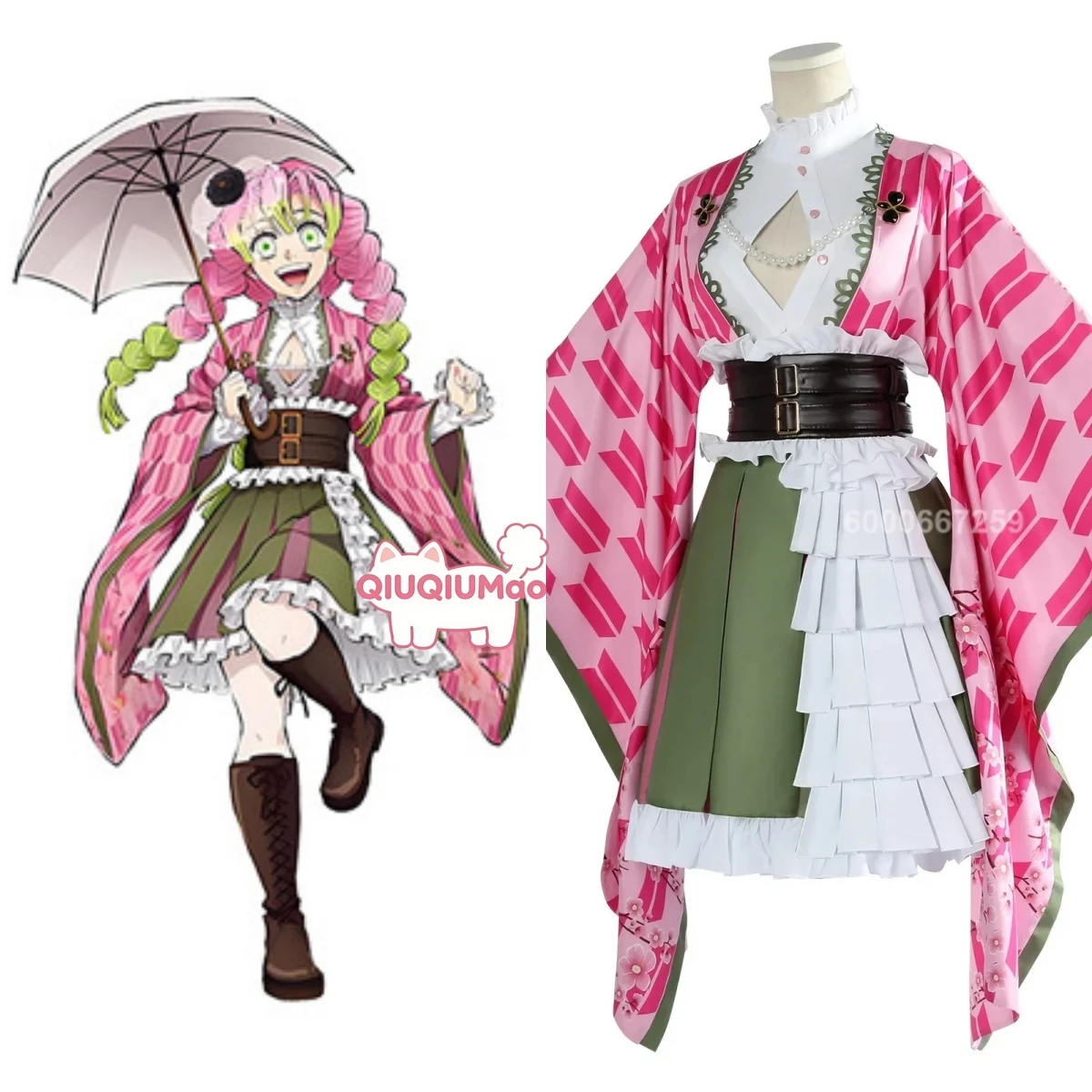 

Hot Mitsuri Kanroji Cosplay Anime Costume Women Fifth Anniversary Festival Lolita Skirt Christmas Comic Con Hallowee Outfits