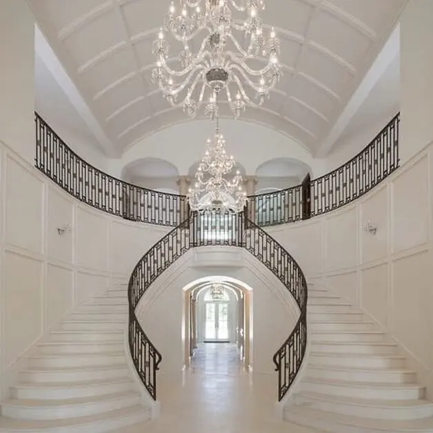 درابزين سلالم خارجي كلاسيكي من الحديد المطاوع لخطوات الحديقة الأنيقة ومدخل الفيلا #5