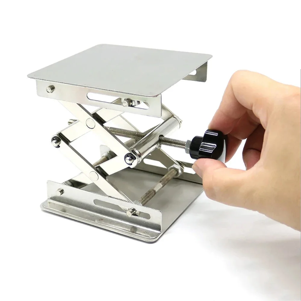 200x200MM Stainless Steel Lifting Table Laboratory Mini Manual Lifting Platform Woodworking Engraving 45-150MM Lifter