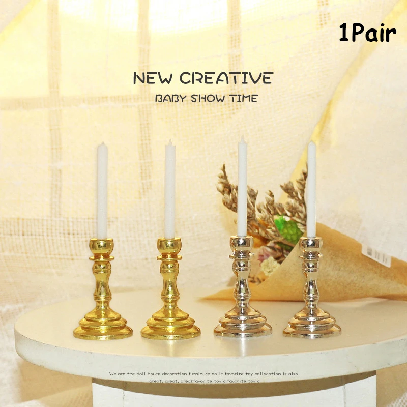 

1:12 Scale Dollhouse Candle Holder Miniature Candlestick Doll Accessory Mini Desktop Ornament Playing House Scene Model Kids Toy