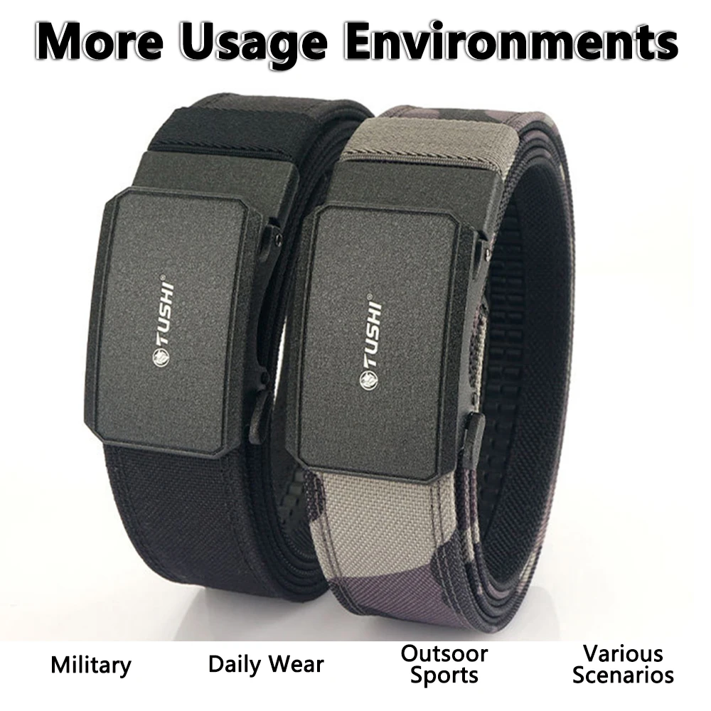 TUSHI Automatic Buckle Comfortable Nylon Military Gun Belt Outdoor Hunting Multifunctional IPSC Tactical Canvas Belt Men Belt
