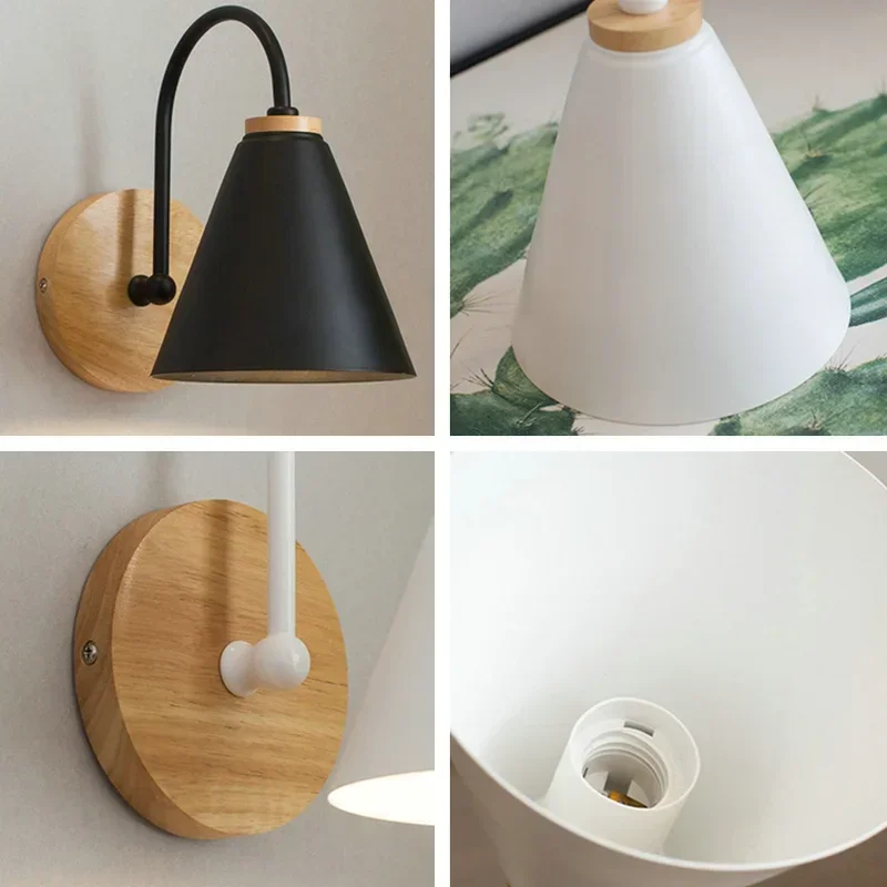

JOYINLED Modern Minimalist LED Wall Light Black White Interior Decor E26/E27 Lamps Nordic Indoor Wall Lamp for Bedroom Bedside ﻿