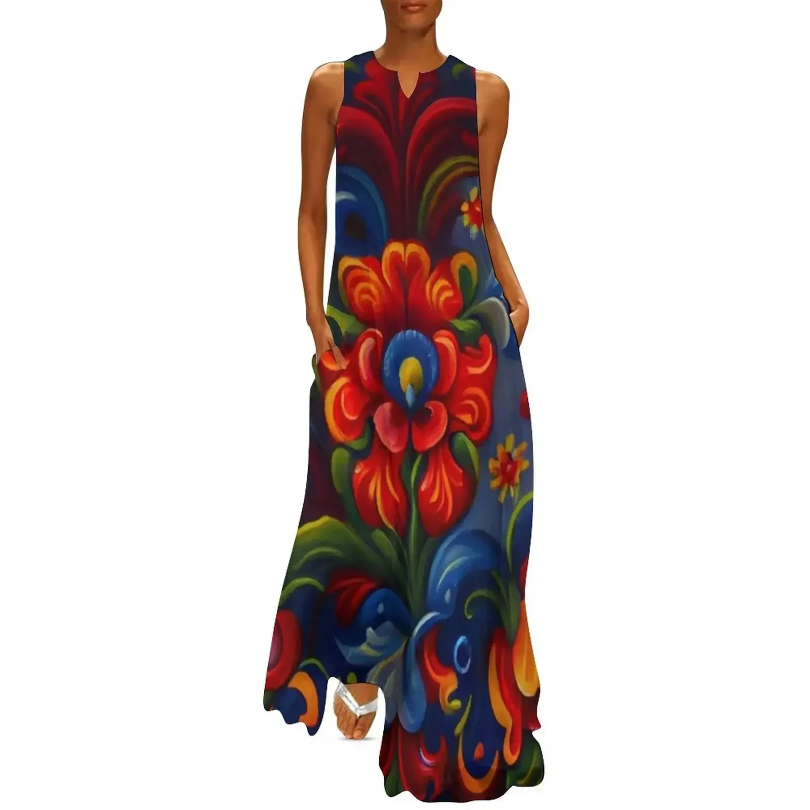 

Norwegian Rosemaling-Oil On Canvas #4 Long Dress luxury evening dress woman for wedding Dress