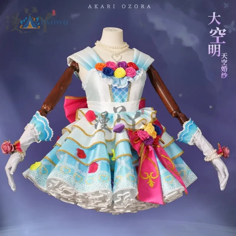 Aikatsu Anime Ozora Akari disfraz de Cosplay cielo colorido vestido de novia uniforme Halloween carnaval fiesta de Navidad ropa de mujer