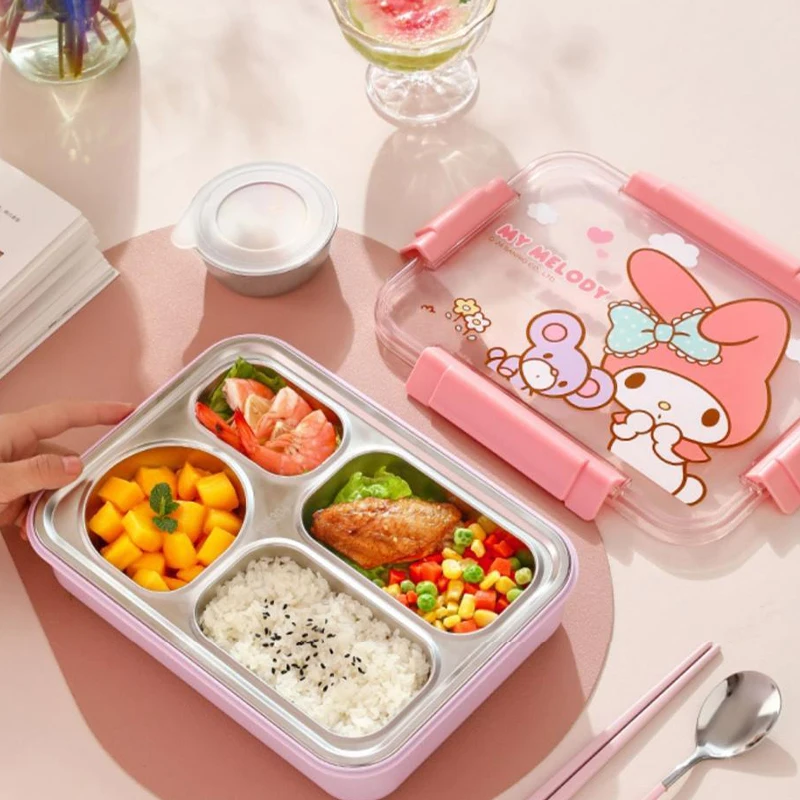 Sanrio Kawaii Cinnamoroll Lunch Box MyMelody Sweet Anime High Quality 1500ml Large Capacity Food Grade Stainless Steel Bento Box