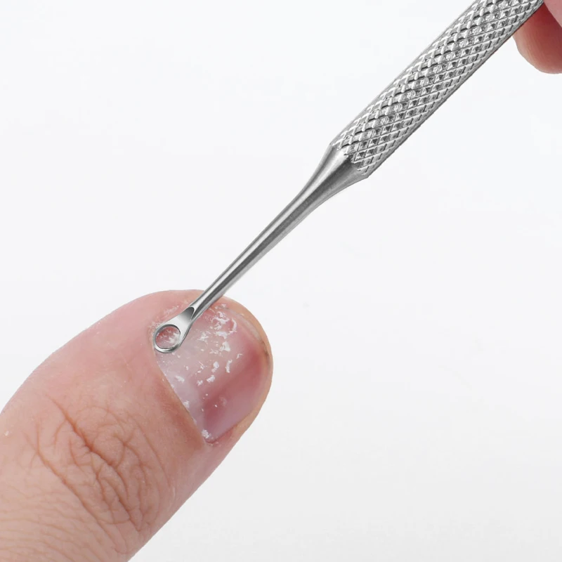 Cerchio per unghie Testa smussata Spingipelle in acciaio inossidabile Nail Art Levigatura Tablet Bastoncini per manicure Strumento per accessori per unghie da salone