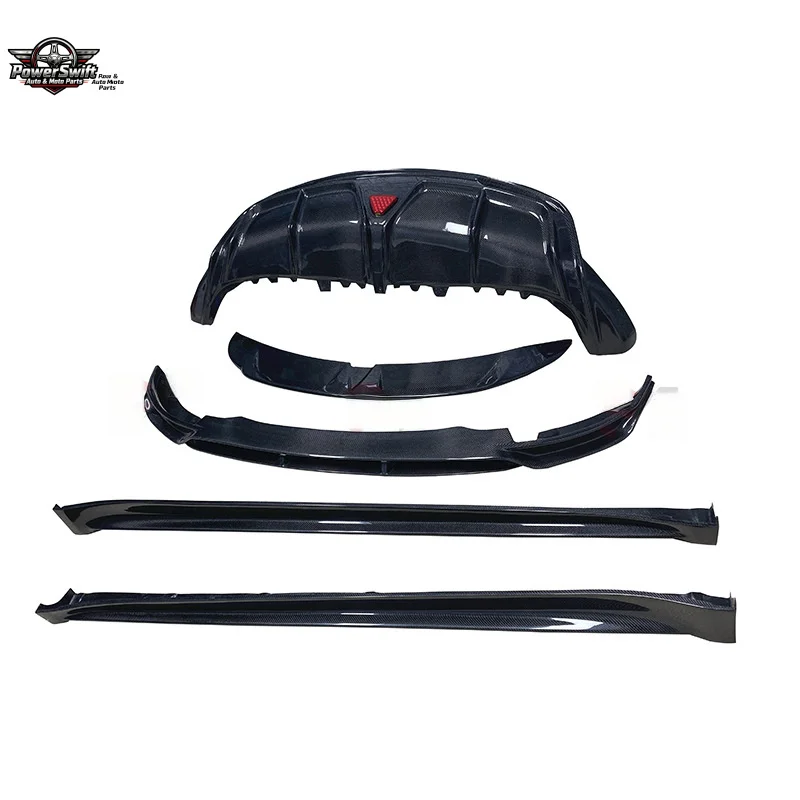 Suitable for Tesla Model Y Carbon Fiber Surround Front Splitter Side Skirts Rear Lip Spoiler Modified Car Body Kit