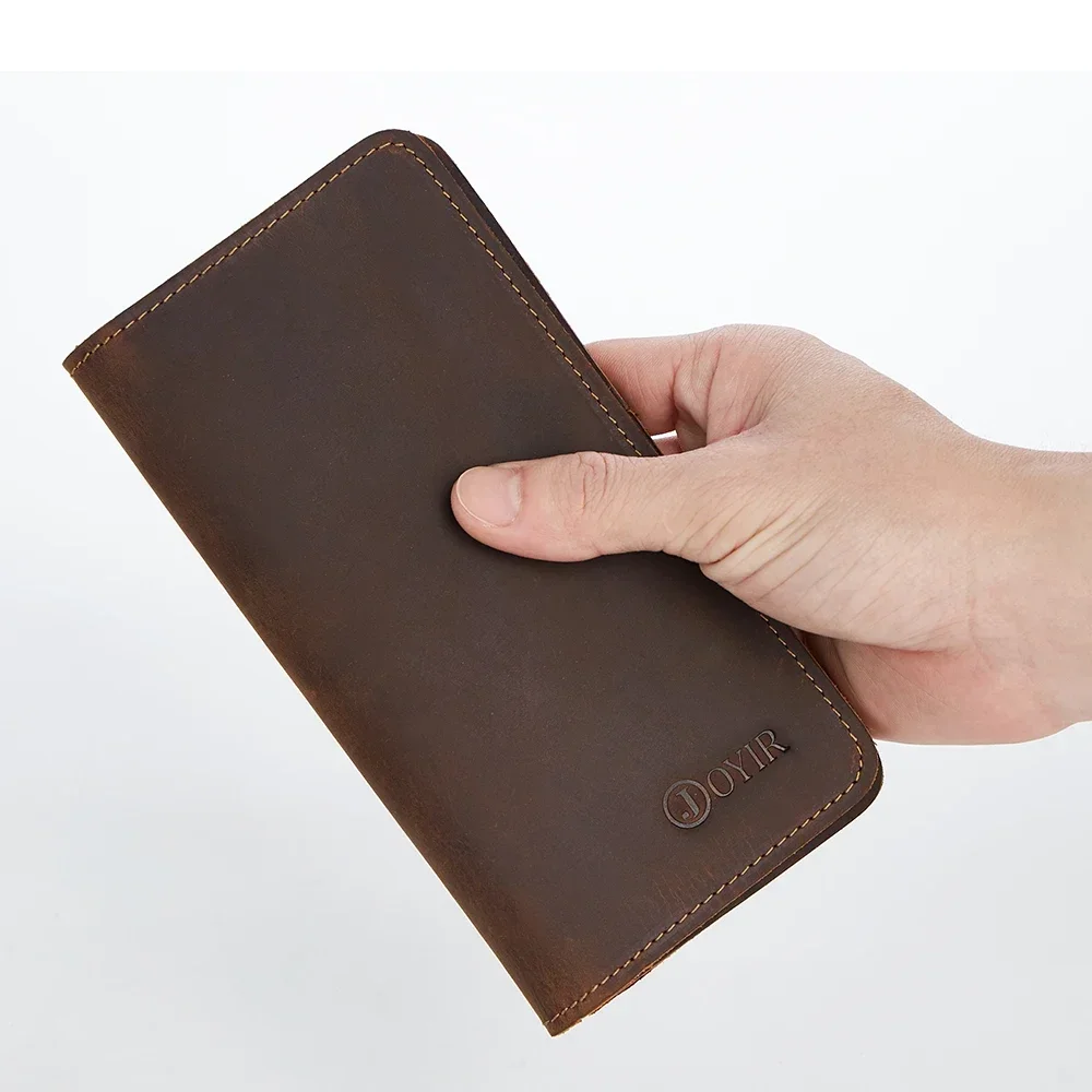 Men Genuine Leather Wallet Men Coin Purse Vintage Long Men Wallets Perse Solid Card Holder Clutch Carteira Hombre for Male