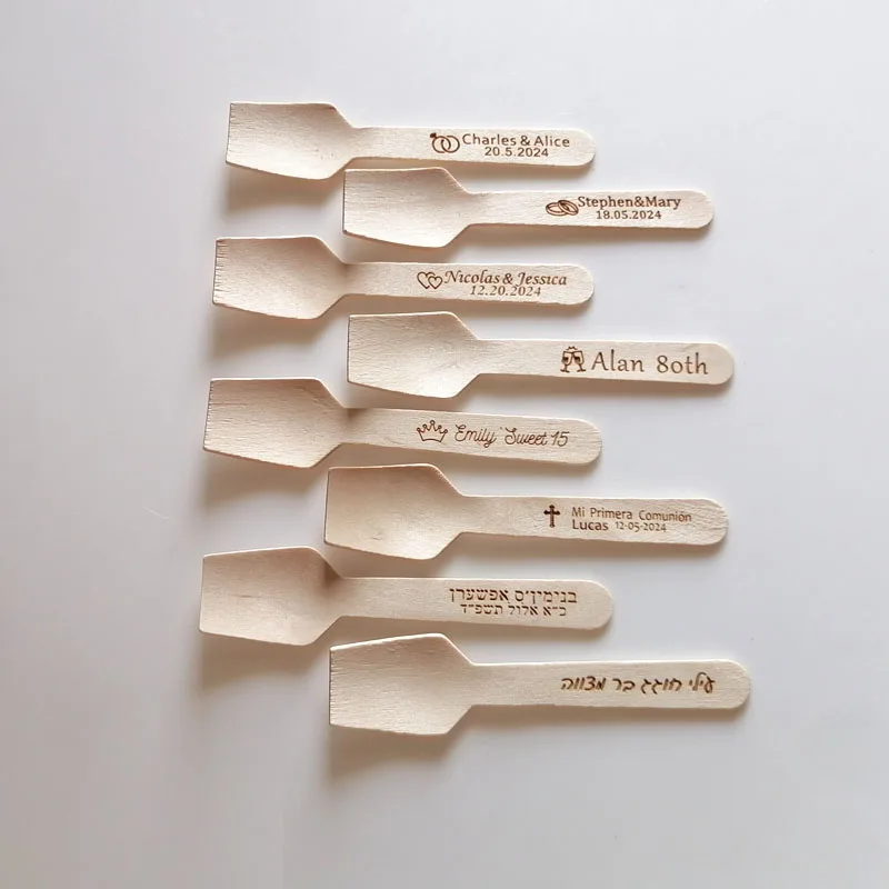 

Wedding Dessert Small Tableware Honey Spoon Disposable Wooden Spoon Mini Square Head Party Ice Cream Yogurt Tasting Spoon Bulk