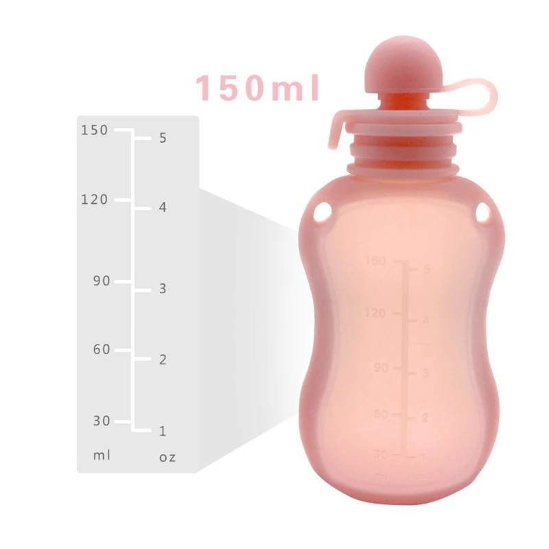 BPA Free Silicone Baby Food Pouch Reusable Refillable Milk Storage Bag Convenient Leak-proof Squeeze Baby Food Pouches Container