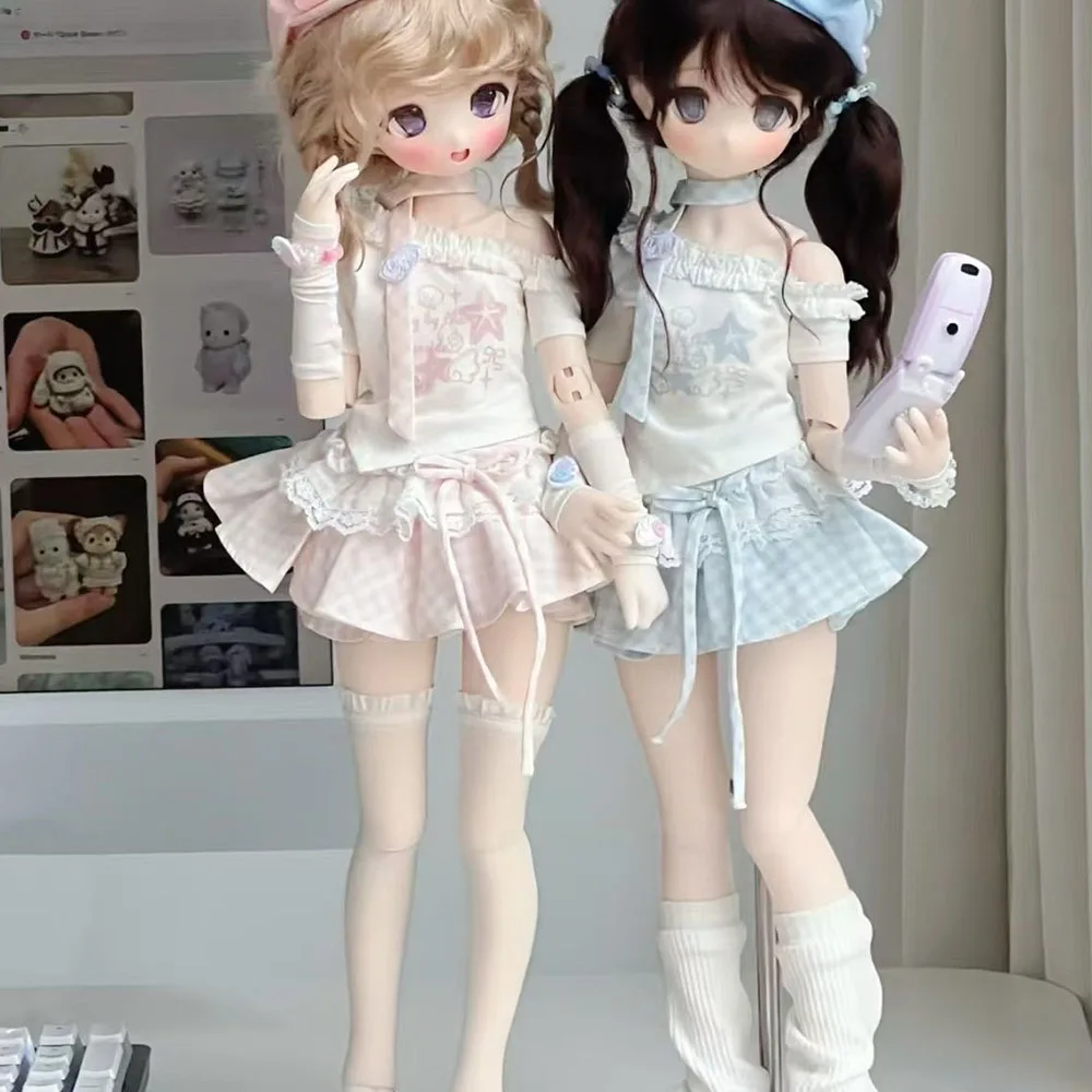 OB24CM BJD Doll Clothing Kawaii Dress+Socks+Scarf+Beret Set Cute Girl Dress up Game DIY Toy BJD Doll Accessories No Doll