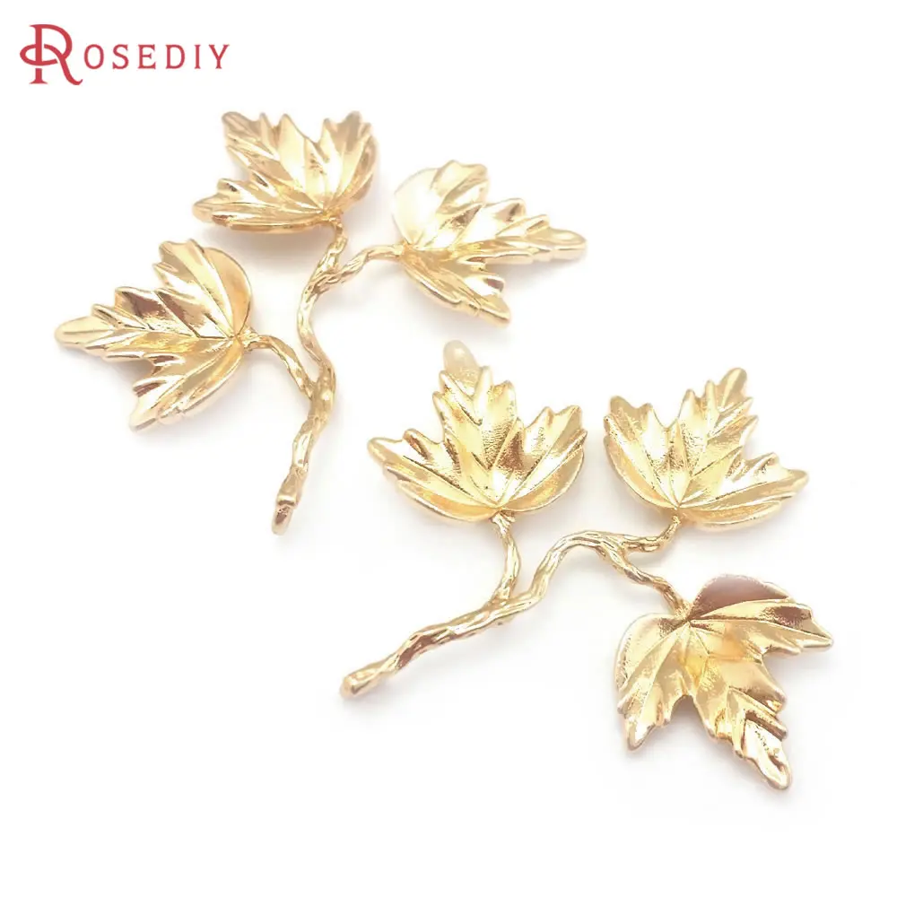 10PCS 35x41MM High Quality Champagne Gold Color Brass Maple Leaf Charms Pendants Jewelry Making Diy Findings Accessories