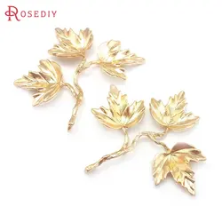 10PCS 35x41MM High Quality Champagne Gold Color Brass Maple Leaf Charms Pendants Jewelry Making Diy Findings Accessories