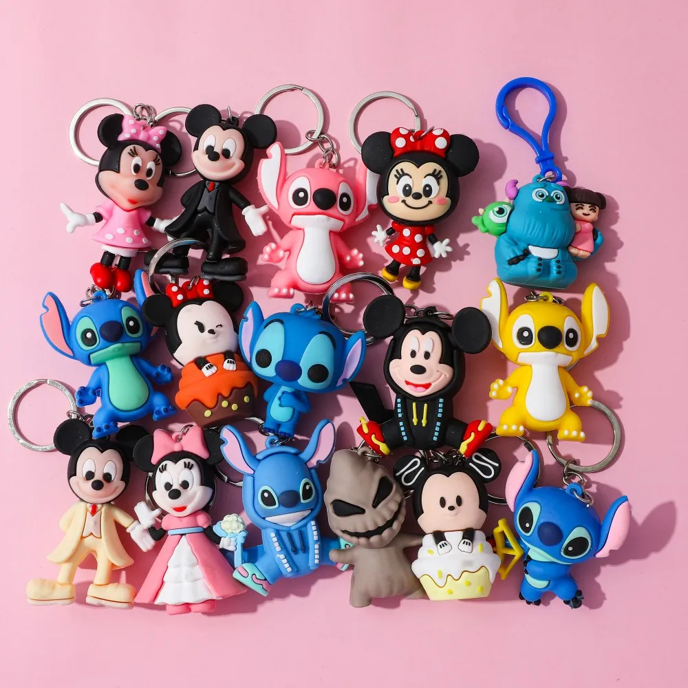 

6 Pieces / Set Cartoon Stitch & Mickey Minnie Action Figure Toy Christmas PVC Model Vinyl Figurine Halloween Gift