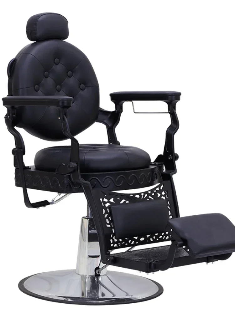 High-End Hairdressing Chair for Hair  Large Chair Barber Shop Hair Cutting Can Be Put down Retro Chair